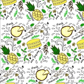 彩绘汉堡包和水果无缝背景矢量图