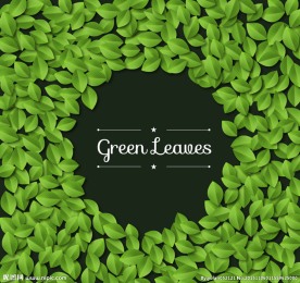 绿色树叶边框背景矢量素材