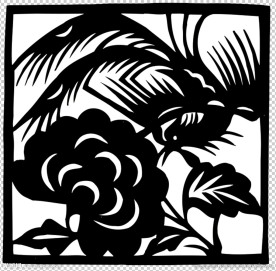 凤凰牡丹异形窗花剪纸纹样