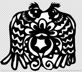 公鸡花朵异形窗花剪纸纹样