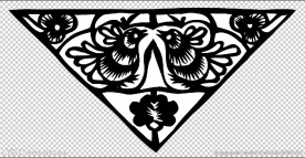 对称小鸟花朵异形窗花剪纸纹样