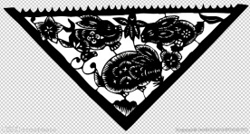 三只兔子与花朵异形窗花剪纸