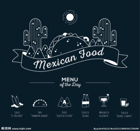 创意墨西哥食物菜单矢量图