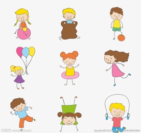 彩绘玩耍儿童矢量素材