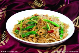蒜苗粉条炒肉丝