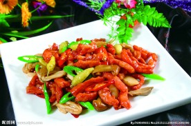 双椒三菇炒肉筋
