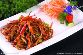 茶树菇炒鸭舌
