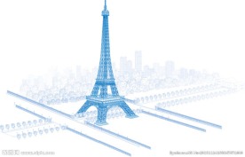 著名建筑埃菲尔铁塔线描矢量素材