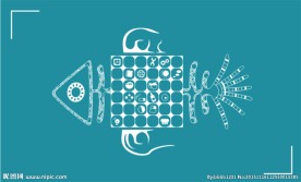 禅绕画风格的卡通鱼骨