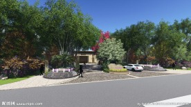 中式园林景观渲染图