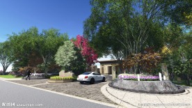 中式园林景观渲染图