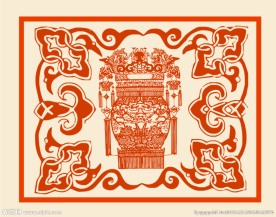 中国风传统宫灯剪纸纹样