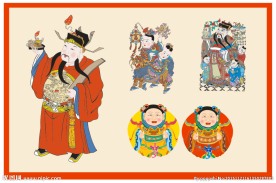 传统民俗禄神富贵团圆图