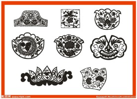 虎头等异形剪纸窗花纹样8幅