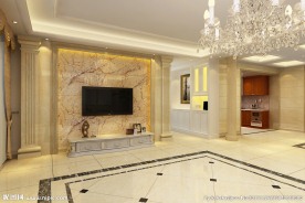 欧式客厅餐厅厨房效果图