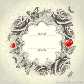 复古手绘蝴蝶花卉矢量素材