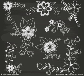 手绘花卉设计矢量图