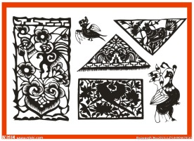 禽鸟异形剪纸窗花纹样6幅