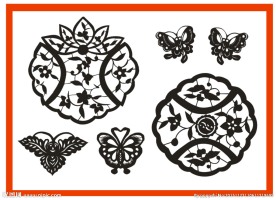 镂空窗棂异形剪纸窗花纹样6幅