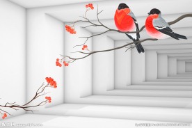 3D立体空间喜鹊梅花电视背景墙