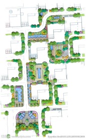 手绘景观小区彩平高清彩色平面图