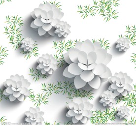 矢量清新立体花3D地板地画