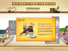 韩式咖啡色美食餐饮网页PSD