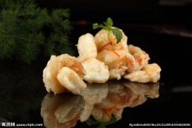炸烹虾段美食摄影