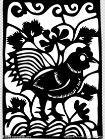 鸡年吉祥窗花剪纸纹样