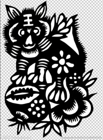 虎年多子剪纸纹样