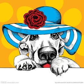 矢量时尚风格 搞怪装扮动物 狗