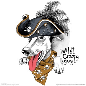 矢量时尚风格 搞怪装扮动物 狗