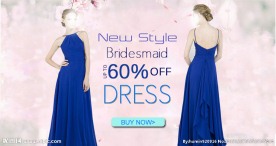 蓝色简约时尚美女礼服海报设计