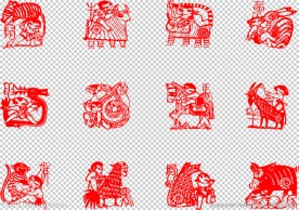 民俗传统剪纸十二生肖与儿童