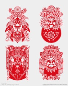 中国国粹京剧脸谱头像剪纸
