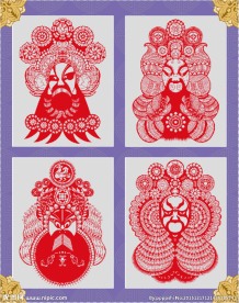 中国国粹京剧脸谱头像剪纸