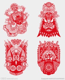 中国国粹京剧脸谱头像剪纸