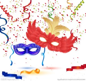 节日碎纸屑与面具