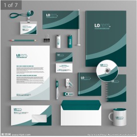 墨绿色调VI设计矢量素材