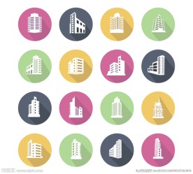 扁平化建筑图标矢量素材