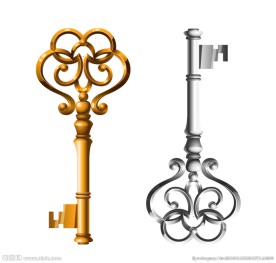 金色与银色钥匙矢量素材