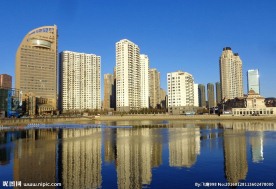 大连星海公园海滨夕阳风光