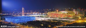 国家体育场鸟巢水立方夜景