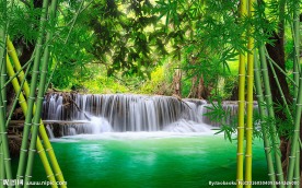 竹林山水流水成才背景墙