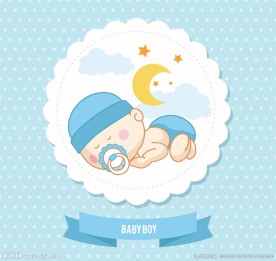 可爱婴儿标签贺卡矢量