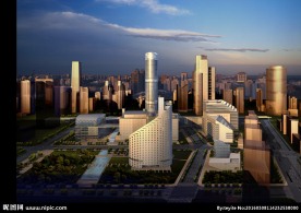 中央电视台黄昏效果图