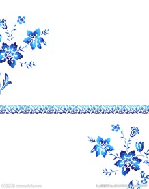 蓝色小花玻璃移门图案