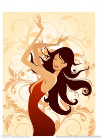 矢量时尚花纹美女人物素材