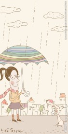 雨中打伞的女孩