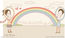 表达爱情的卡通情侣